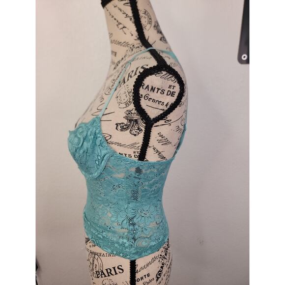 Guess Babydoll Tank Top 2XS Underwired Lace Fitted Sheer VTG 90s Y2K Coquette - Picture 4 of 8